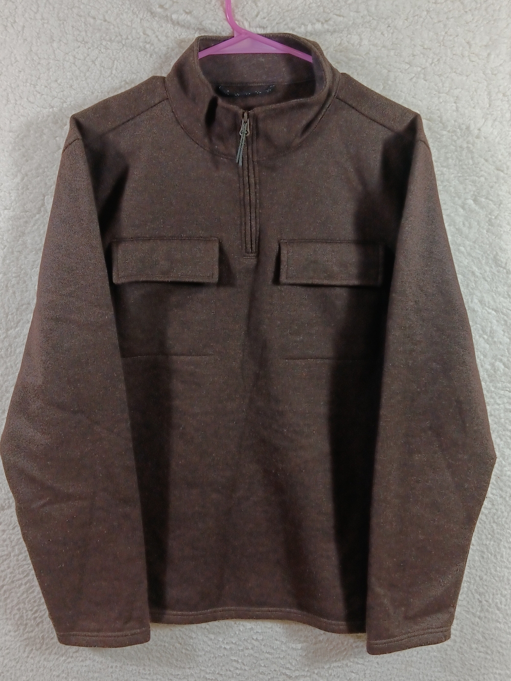 Prana Pullover Mens Large Brown Brookland 1/4 Zip Wool Blend Outdoor Gorpcore